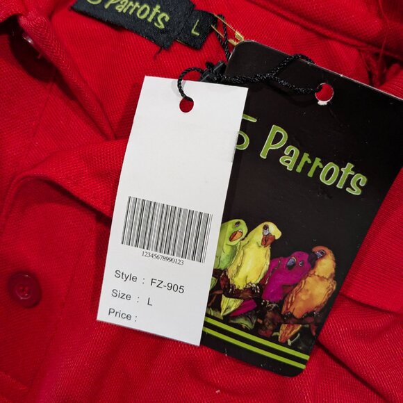 5 Parrots Men's Red Polo Shirt, Size L, St. Maarten Flag, Embroidered, NWT - Picture 12 of 13
